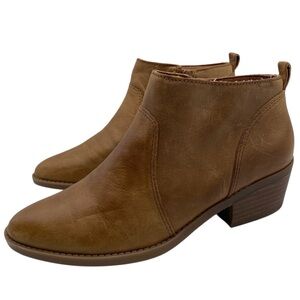 Lucky Brand Womens Shoes Faydren Boots Sz 6.5 Brown Leather Booties Ankle Zip